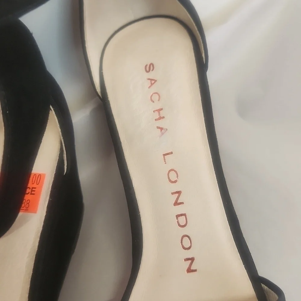 Sacha London black wedge sandal women's 7.5 NWT Volero peep toe